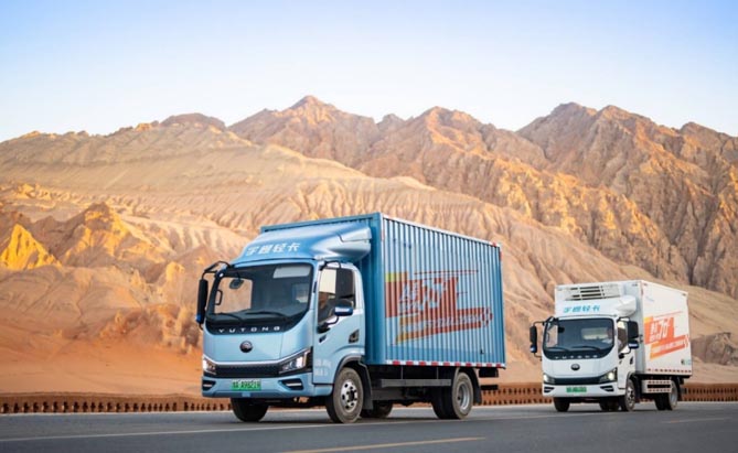 充電快 長續(xù)航 宇通新能源卡車40℃高溫極限續(xù)航375公里
